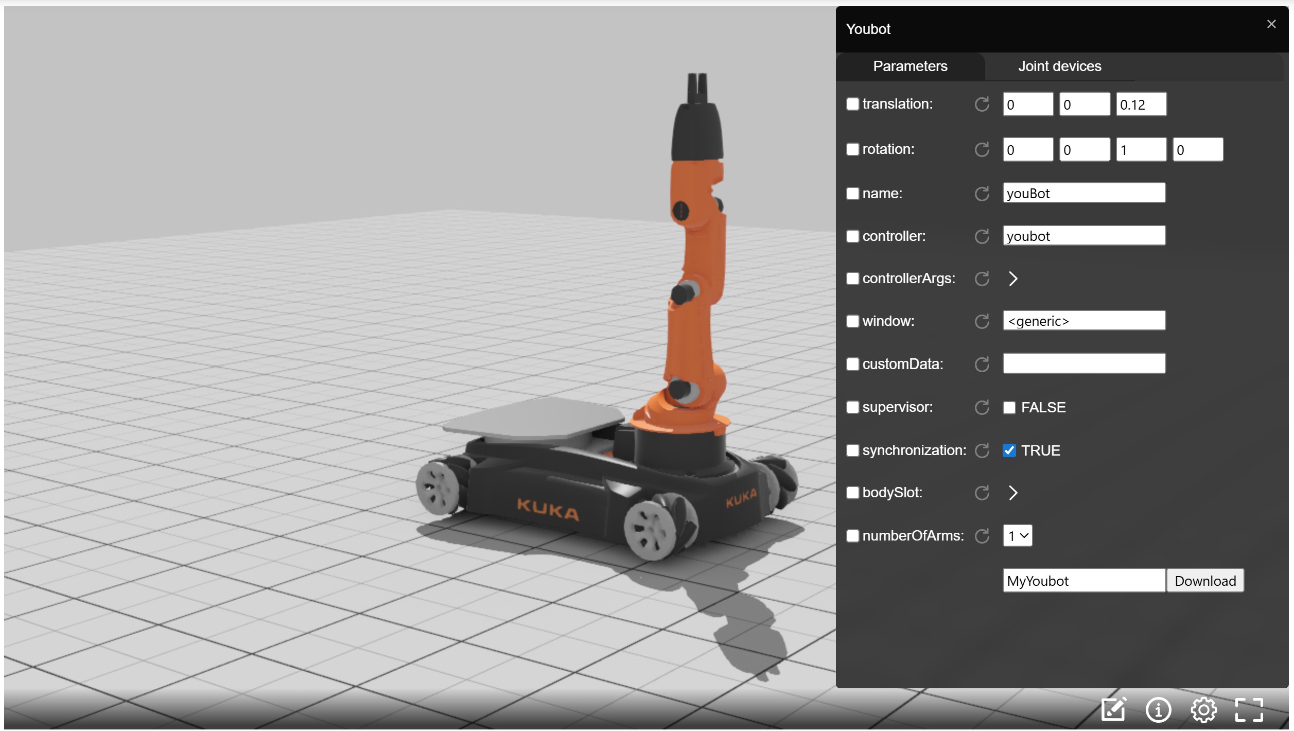 Webots KUKA Youbot Simulation